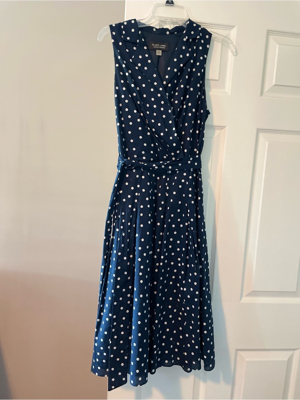 Black Label Navy Blue Polka Dot Wrap Midi Dress
